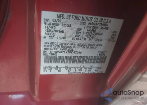 2002 Ford F-150 Lariat/Xlt z USA, uszkodzony, nr VIN 1FTRW07LX2KD47266